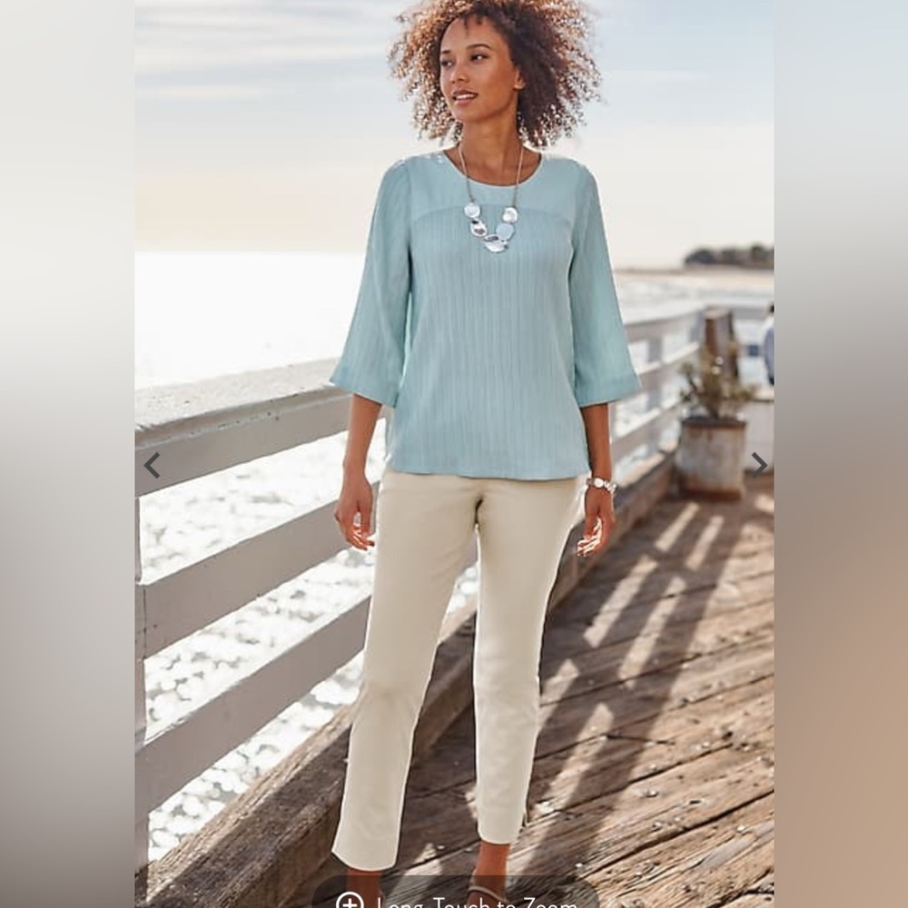 jjill “Everwear”knit jeans, size small, light tan/cream